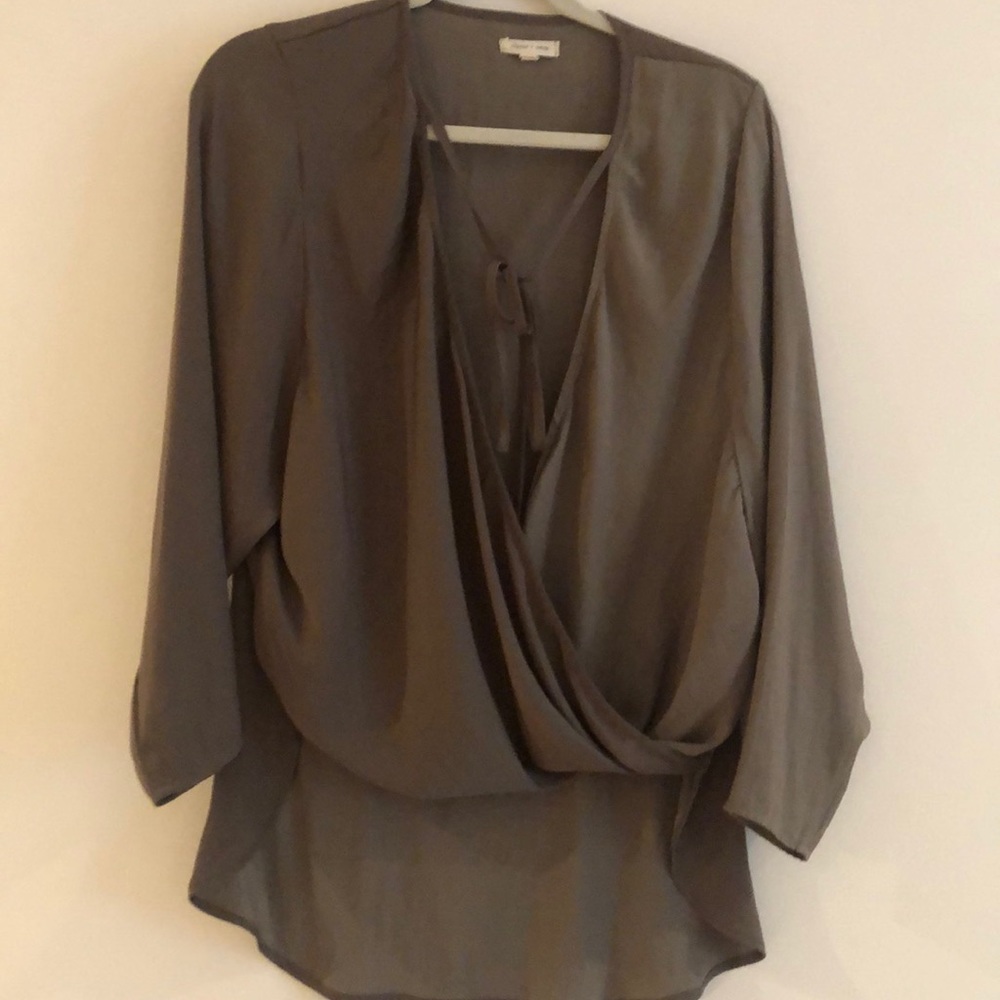 Urban Outfitters Army Green Surplice Silky Top XS